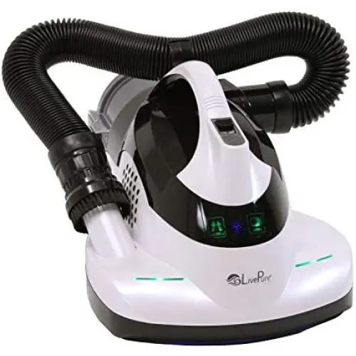 LivePure - Mini Aspirateur Filtre HEPA Portable & Désinfectant Tissus - Brosse à Double Moteur, Lumière UVC et Filtre Anti-Allergènes pour Eliminer les Acariens, Bactéries, Virus LivePure - Mini Aspirateur Filtre HEPA Portable & Désinfectant Tissus - Brosse à Double Moteur, Lumière UVC et Filtre Anti-Allergènes pour Eliminer les Acariens, Bactéries, Virus