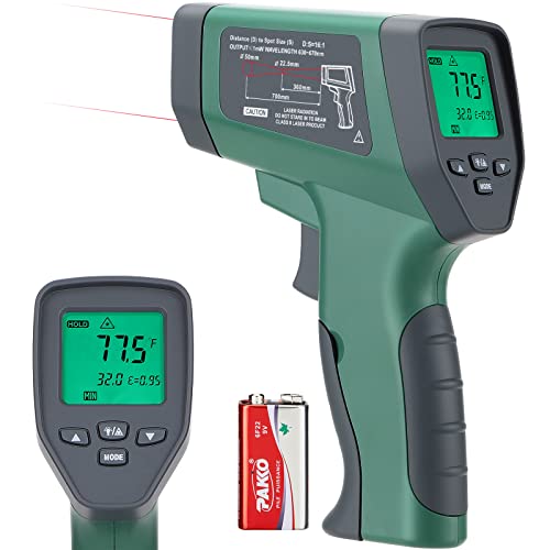 INKBIRDPLUS Temperature Gun Infrared Thermometer for Cooking, Digital Laser Thermometer Gun for Pizza Oven and Reptiles with Backlight, -58°F~1382°F, 16:1 Distance spot Ratio, Adjustable Emissivity
