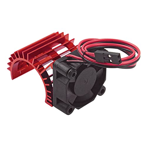 ShareGoo Aluminum 380 390 Motor Heatsink with Cooling Fan Electric Engine Heat Sink Compatible with HSP HPI Wltoys Himoto Redcat 1/16 1/18 RC Car (Red)