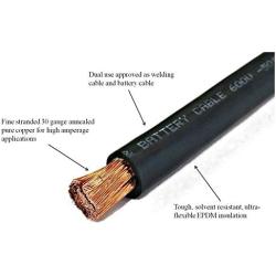 WNI 1/0 Gauge 10 Feet Black 1/0 AWG Ultra Flexible Welding Battery Copper Cable Wire - Made In The USA - Car, Inverter, RV, Solar