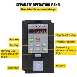 VEVOR VFD 2.2KW,Variable Frequency Drive 20A,CNC VFD Motor Drive Inverter Converter 110V,for Spindle Motor Speed Control (1 Phase Input,3 Phase Output)
