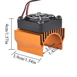 Hosim RC Motor Heatsink 40mm with Fan fits Brush RC CAR 540 550 Upgrades RC Cooling Fan for Brushless 3650 3660 3674 Electric Motors of 1/10 RC Crawler Car Truck Buggy (Gold)