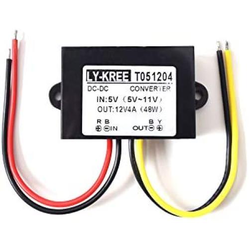EKYLIN DC 5V to DC 12V Step Up Converter Power Adapter Regulator 4A 48W for Car Vehicle Boat Motor Stereo Radio Solar System (Accept DC 5-11V Inputs)