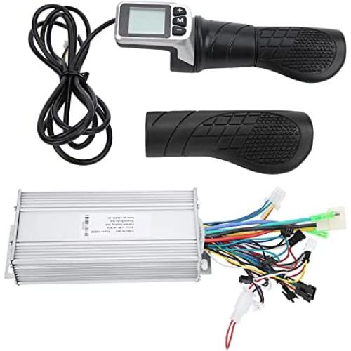 Vbestlife 36V/48V 1000W Brushless Motor Controller & Half Twist Throttle Combo, 124DX LCD Throttle 2 in 1 E-Bike Controller Set for Electric Scooter