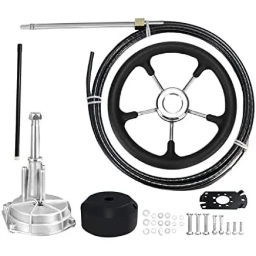 Kit de direction pour hors-bord 14ft avec câble de direction rotatif mécanique, turbine et volant de direction en mousse de luxe. Kit de direction pour hors-bord 14ft avec câble de direction rotatif mécanique, turbine et volant de direction en mousse de luxe.