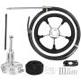 14ft Outboard Steering System Mechanical Boat Rotary Steering Kit Turbine Outboard Steering Cable with Luxury Foamed Steering Wheel