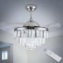 Crystal LED Ceiling Fans with Lights and Remote Controller 42 Inches Modern Fandelier Ceiling Lighting Fixture Crystal Fan Light Kit for Bedroom Dinning Room Living Room (Chrome Polished)