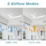 White Ceiling Fan, Newday 60 Ceiling Fans with Lights and Remote, Modern Large Ceiling Fans, Noiseless Reversible DC Motor, Big Indoor Ceiling Fans for Kitchen, Bedroom, Living Room (NEW)