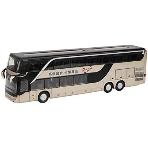 Zerone Alloy Double Decker Bus Model Toy Electric Bus Toy 1:32 with Lights and Music,Toy Vehicles Mould Pull-Back Motor Coach Bus for Boys and Girls(Gold)