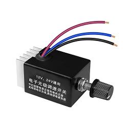 Tnuocke 12V/24V DC Motor Speed Controller Universal,Knob Screw Electronic Stepless Speed Regulator Switch,Adjustable Motor Speed, Automobile Fan HeaterControl, Defroster, Fans Speed Regulation