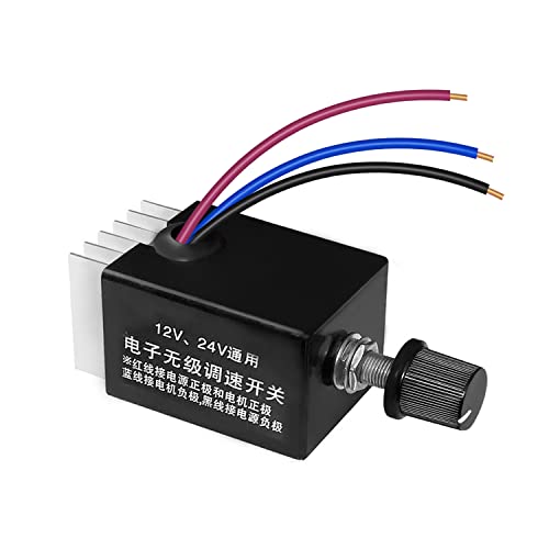 Tnuocke 12V/24V DC Motor Speed Controller Universal,Knob Screw Electronic Stepless Speed Regulator Switch,Adjustable Motor Speed, Automobile Fan HeaterControl, Defroster, Fans Speed Regulation