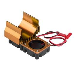 Evonecy 5V - 6V RC Motor Fan Radiator, 1.8 X 1.6 X 2.4Inch Cooling Fan, 540/550 for RC Car Truck 1/10 Scale Electric RC Car(Golden)