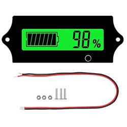 12v 24v 36v 48V Battery Voltage Meter rv with LCD Display Green Backlight,Battery Monitor Capacity Meter Level Indicator Voltage Gauge Meter for 2S-15S Lithium-Iron&Lead-Acid Batteries Auto Car