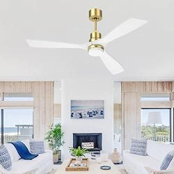 CLUGOJ White Ceiling Fan with Dimmable LED Lights 52