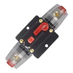 ANJOSHI 150A Fuse Holders Inline Circuit Breaker for Car Audio and Amps Overload Protection Reset Fuse Inverter 12V-42V DC Replace Fuses(150A)