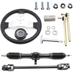 PRO BAT 300mm Steering Wheel Steel Kit 320mm Gear Rack Pinion Adjustable Shaft Set Replacement for Go Kart Go Cart ATV UTV 110cc 125cc 140cc 150cc
