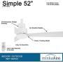 Minka-Aire F787-WHF Protruding Mount, 3 Flat White Bladed, Smart Ceiling Fan, White - Ivory