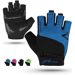 Kemimoto Cycling Gloves, Half-Finger Workout Gloves for Men Women, Gel Padding Bike Gloves, Breathable Motorcycle Anti-Slip Exercise Gloves for Biking, Kayaking, Weightlifting, Motorcycle Riding