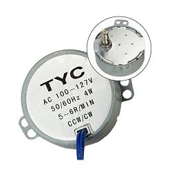 Synchronous Motor Synchron Electric Motor TYC-50 AC100~127V 50/60Hz Turntable Motor CW/CCW 4W with 7mm Shaft Dia for DIY, Cup Turner (5-6 RPM)