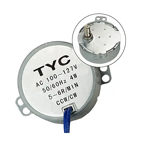 Synchronous Motor Synchron Electric Motor TYC-50 AC100~127V 50/60Hz Turntable Motor CW/CCW 4W with 7mm Shaft Dia for DIY, Cup Turner (5-6 RPM)