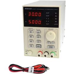 KORAD KA3005P - Programmable Precision Variable Adjustable 30V, 5A DC Linear Power Supply Digital Regulated Lab Grade & Elenco Banana to Banana Test Lead Set - TL-18