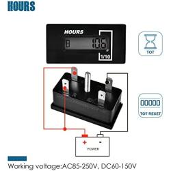 Runleader Digital Hour Meter Gauge, AC85-250V, DC60-150V, Resettable Hours,Solid State Display for Lawn Tractor Outboards Motor Boat Forklift Go-Kart Snowblower Log Splitter