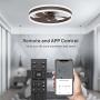WERBUY 16 Ceiling Fans with Lights and Remote APP Control, Low Profile Flush Mount Small Ceiling Fan for Bedroom TV Room with 6 Speeds/Quiet Reversible DC Motor/Smart Timing -5 Brown Wood Blades