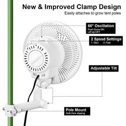 LINCHOC GARDEN Grow Tent Oscillating Fan,6 inch Copper Wire Motor Pole Mount Monkey Fan for Grow Tents with 2 Speed 120v 25w Clip On (1 Pack)