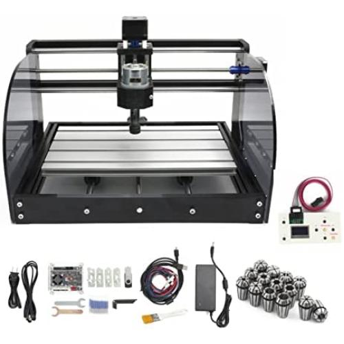 RATTMMOTOR 3018 Pro-Max CNC Wood Router Machine 3 Axis GRBL Control DIY Mini CNC Engraving Carving Milling Machine+Offline Controller+14pcs ER11 Collet for Cutting Acrylic PVC PCB Plastic Wood