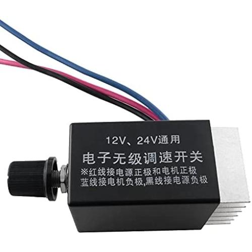 ZZLZX 12V Fan Controller DC 12V 24V 10A Electronic Stepless Speed Regulator Switch for Car Truck Fan Heater Control DC Motor Speed Controller
