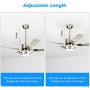 Modern Ceiling Fans with Light, Reversible, 5 Stainless Steel Blades, Three Speeds 3 Light Changes, Indoor, Silent, Energy Saving, Home Decor, 48 Inch