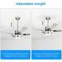 Modern Ceiling Fans with Light, Reversible, 5 Stainless Steel Blades, Three Speeds 3 Light Changes, Indoor, Silent, Energy Saving, Home Decor, 48 Inch