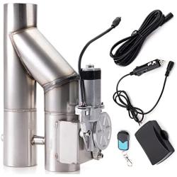 RJSPHH Stainless steel 2.5 inch Electric Exhaust Cutout Motor E-cut Valve Kit Dual Flaps Type , Y Pipe 1 pcs with One Controller Remote Kit