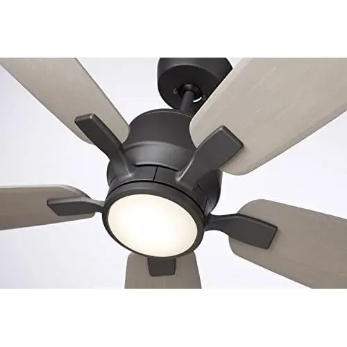 Luminance Kathy Ireland Home Ion Eco LED Ceiling Fan with DC Motor | Hanging Fixture with Dimmable Light Kit, Wall Control, and Downrod Mount | Customizable Size – Blades Sold Separately, Graphite