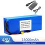 Jieoto Electric Bicycle Battery 48V 15AH E-Bike Battery Lithium Ion Battery with Charger, BMS Protection Board, Electric Scooter Battery for 1000W 750W 500W Bicycle Motor