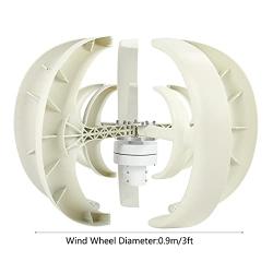 FTVOGUE 1200W Wind Turbine Kit 5 Blade Generator With Controller AC Motor Solar System White Lantern Type Double‑Layer ​for Cabins Camping Charging Boat[12V],Dynamo