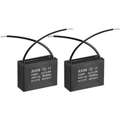 uxcell Ceiling Fan Capacitor CBB61 5uF 450V AC 2 Wires Metalized Polypropylene Film Capacitors 47x17.5x34.5mm for Water Pump Motor Generator, Pack of 2
