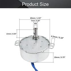 Fielect Synchronous Motor AC 110V 15-18RPM Turntable Motor CCW Direction 4W TYC-50 Horizontal Hole Tapping Shaft