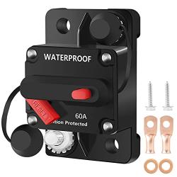 DaierTek 60 Amp Circuit Breaker 12V - 48V, DC 12 Volt Marine Circuit Breaker 60A Manual Reset Inline Fuse Waterproof Circuit Breaker for Boat Yacht Auto Car Truck