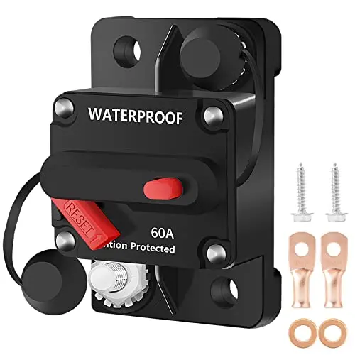DaierTek 60 Amp Circuit Breaker 12V - 48V, DC 12 Volt Marine Circuit Breaker 60A Manual Reset Inline Fuse Waterproof Circuit Breaker for Boat Yacht Auto Car Truck