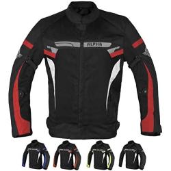 ALPHA CYCLE GEAR BREATHABLE BIKERS RIDING PROTECTION MOTORCYCLE JACKET MESH CE ARMORED (RED SPARROW, LARGE)