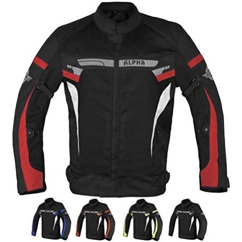 ALPHA CYCLE GEAR BREATHABLE BIKERS RIDING PROTECTION MOTORCYCLE JACKET MESH CE ARMORED (RED SPARROW, LARGE)