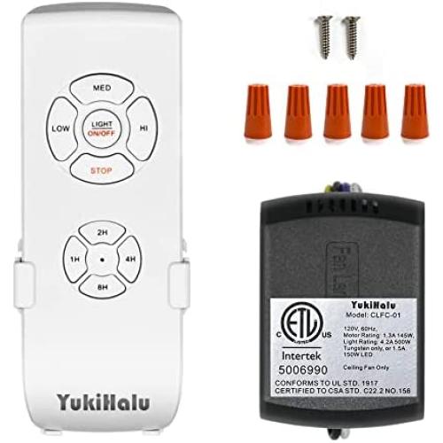 YUKIHALU Small Size Universal Ceiling Fan Remote Control kit, Speeds/Timings/Light Wireless Control