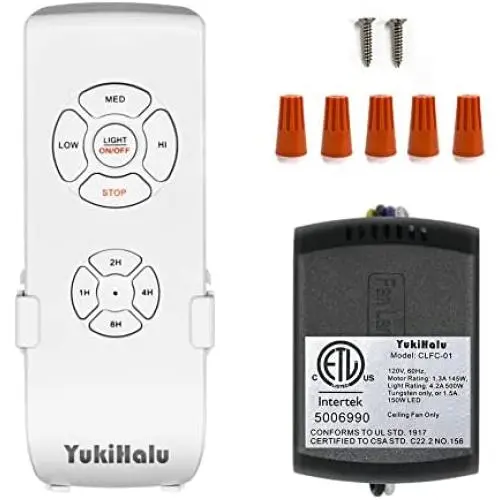 Kit de télécommande universel pour ventilateur de plafond YUKIHALU, Vitesse/Programmes/Lumière Contrôle Sans Fil (Taille Petite) Kit de télécommande universel pour ventilateur de plafond YUKIHALU, Vitesse/Programmes/Lumière Contrôle Sans Fil (Taille Petite)