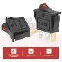 QCQIANG 2PCS AC 16A 250V 20A 125V Rocker Switch with Red LED Light, Rocker Button Switch for Cars, Motorcycles, Vacuum Cleaners