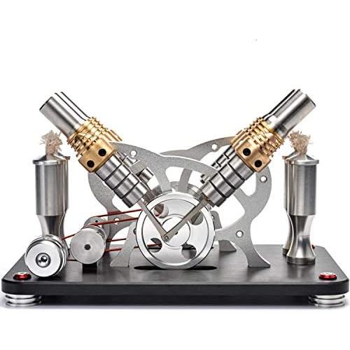 Sunnytech Hot Air Stirling Engine Motor Educational Electricity 4 Cylinders Generator Colorful LED M16-V4-D