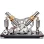 Sunnytech Hot Air Stirling Engine Motor Educational Electricity 4 Cylinders Generator Colorful LED M16-V4-D