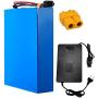 Jieoto 72V E-Bike Lithium Battery Pack 20Ah 30AH 40AH 45AH High Capacity Battery Fit for Replacement of Iron Phosphate Batteries Scooters Motorcycle Trike (with Charger+ BMS)