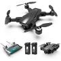HR Drone with Brushless Motor For Adults,Foldable Drones with 4K FHD Camera Live Video And GPS Return Home,Quadcopter with Altitude Hold,Follow Me,Includes Carrying Bag（Black）