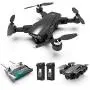HR Drone with Brushless Motor For Adults,Foldable Drones with 4K FHD Camera Live Video And GPS Return Home,Quadcopter with Altitude Hold,Follow Me,Includes Carrying Bag（Black）